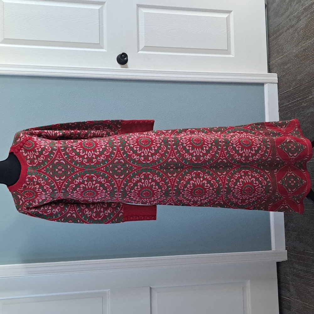 NEW Sweater Differentes Print Knit Wool Blend Maxi Holiday Long Sleeve Print